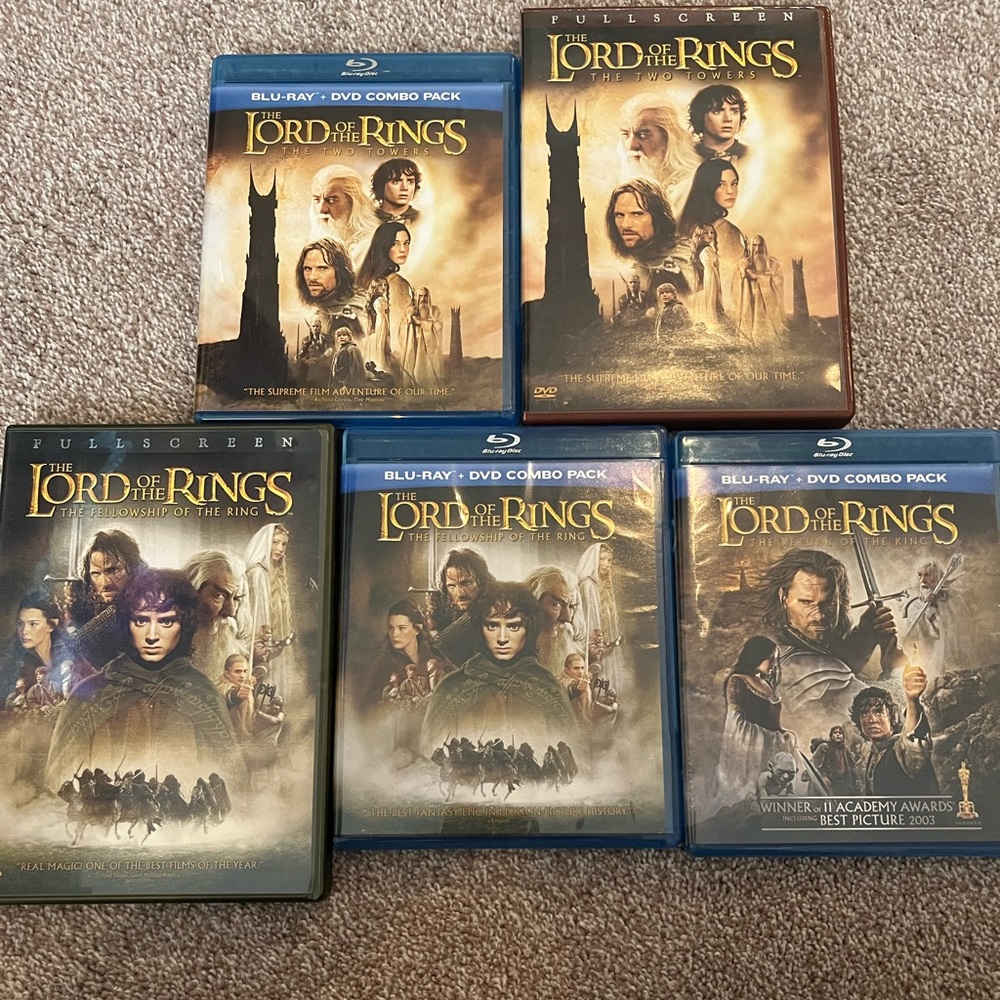 Brand new/used once DVDs. Harry Potter and Lord of the Ring series.